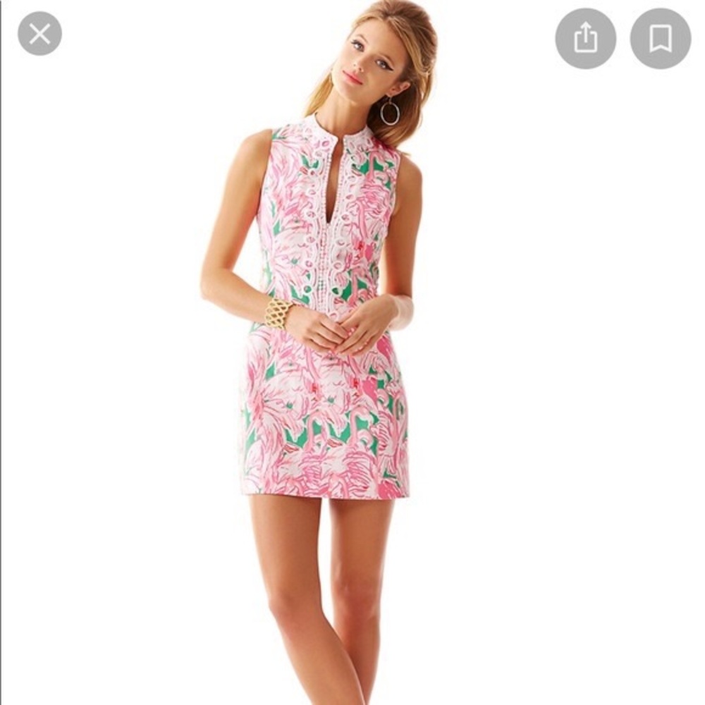 Lilly Pulitzer Alexa Shift Dress in Flamingo Print
